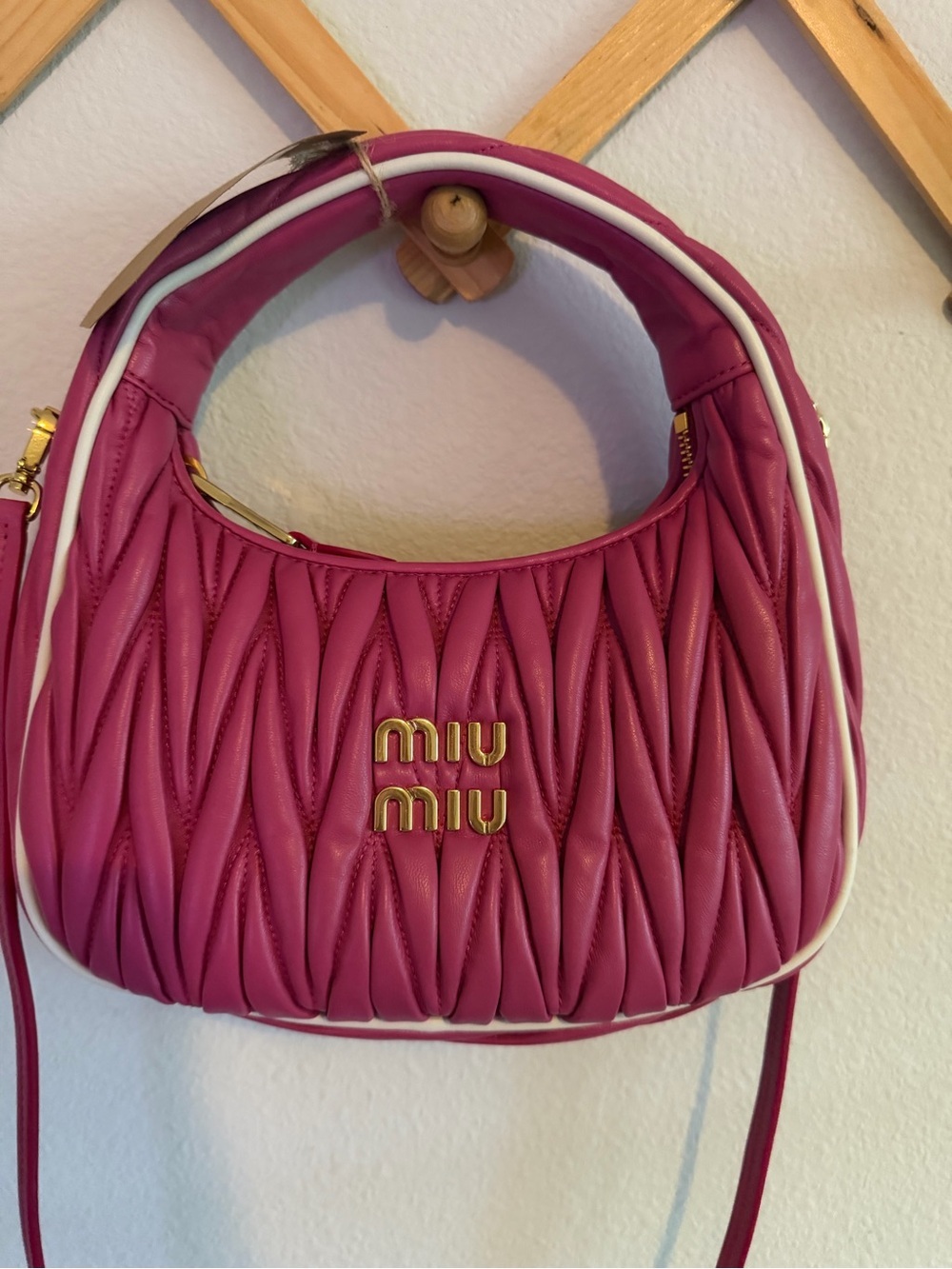 Miu Miu Wander Nappa Matelasse Leather Hobo Bag - Picture 2 of 6